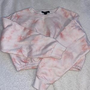Forever 21 cropped long sleeve pink tie dye top. Size medium.